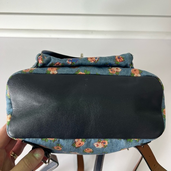 Coach Mini Billie Backpack Rosette Printed Denim With Leather Trim (F57754) - Picture 6 of 16